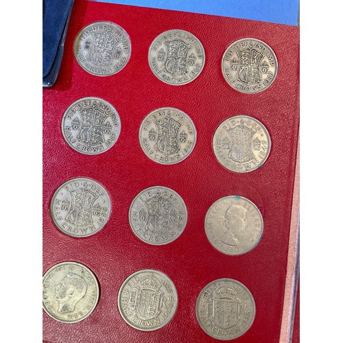 583 - THREE PRE DECIMAL FOLDERS OF FLORINS INCOMPLETE, PENNIES, AND HALF CROWNS, REPLICA QUEEN ELIZABETH I... 