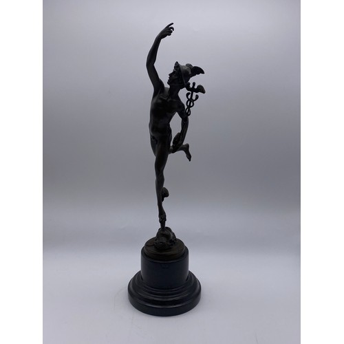 670 - GRAND TOUR BRONZE OF HERMES AFTER GIAMBOLOGNA GARNTH PARIS WITH JBDEPOSEE BRONZE GARANTI PARIS FOUND... 