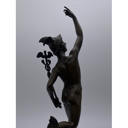 670 - GRAND TOUR BRONZE OF HERMES AFTER GIAMBOLOGNA GARNTH PARIS WITH JBDEPOSEE BRONZE GARANTI PARIS FOUND... 