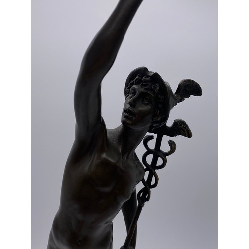 670 - GRAND TOUR BRONZE OF HERMES AFTER GIAMBOLOGNA GARNTH PARIS WITH JBDEPOSEE BRONZE GARANTI PARIS FOUND... 