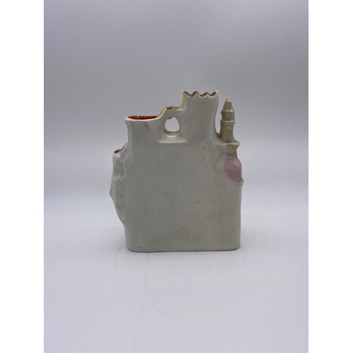 254 - 19TH C. STAFFORDSHIRE FLAT BACK CASTLE SPILL HOLDER AND LATER MODEL OF STANFIELD HALL