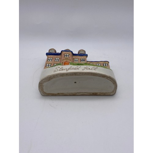 254 - 19TH C. STAFFORDSHIRE FLAT BACK CASTLE SPILL HOLDER AND LATER MODEL OF STANFIELD HALL