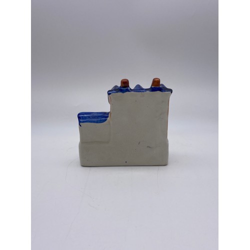 254 - 19TH C. STAFFORDSHIRE FLAT BACK CASTLE SPILL HOLDER AND LATER MODEL OF STANFIELD HALL