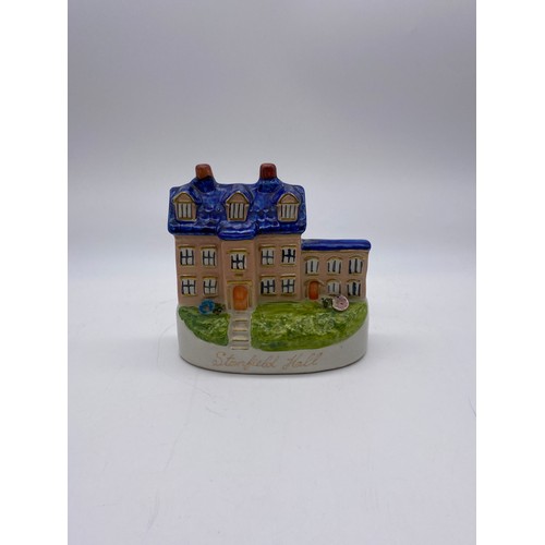 254 - 19TH C. STAFFORDSHIRE FLAT BACK CASTLE SPILL HOLDER AND LATER MODEL OF STANFIELD HALL