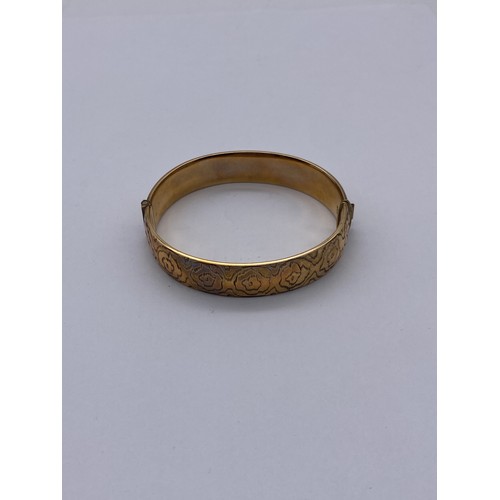 608 - ROLLED GOLD ENGRAVED CUFF BANGLE