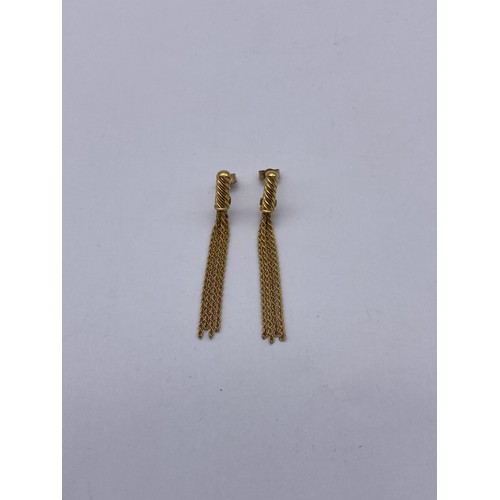 613 - PAIR OF 18CT TASSEL DROPPER EARRINGS 5G APPROX