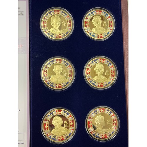 575 - CASED QUEENS PLATINUM JUBILEE COIN SET, COPPER GOLD PLATE