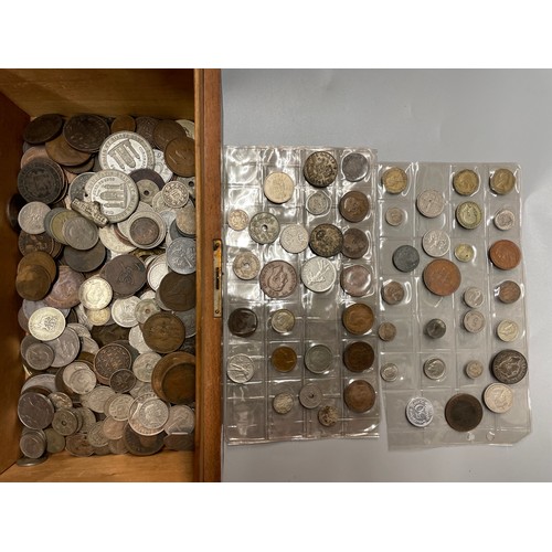 574 - BOX WITH GOOD SELECTION OF VICTORIAN GB EDWARDIAN COINS SOME CONTINENTAL COINS