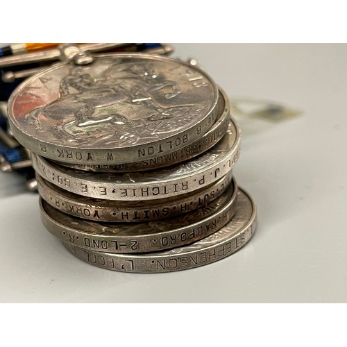 664 - 7X WWI MEDALS WITH RIBBONS - LIVERPOOL R, 2-LOND R, R.BERKS R , W. YORKS R