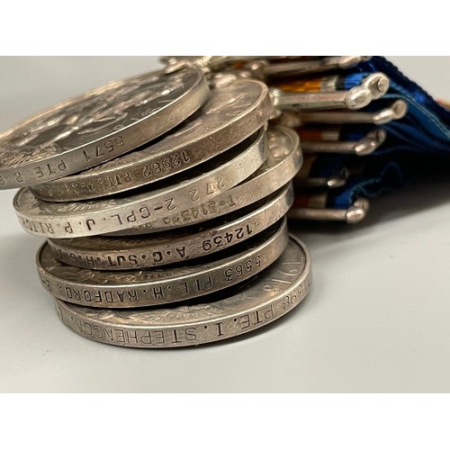 664 - 7X WWI MEDALS WITH RIBBONS - LIVERPOOL R, 2-LOND R, R.BERKS R , W. YORKS R