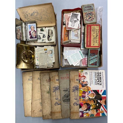 584 - QTY OF JOHN PLAYER AND WD WILLS CIGARETTE CARD ALBUMS, TRAYS OF ASSORTED LOOSE CARDS AND SWAPS, AND ... 