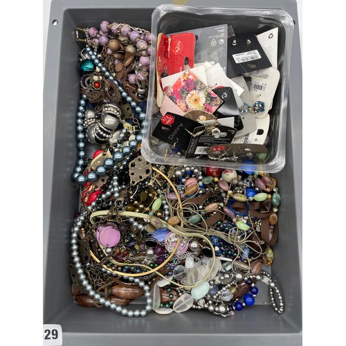 629 - TRAY OF COSTUME JEWELLERY NECKLACES AND SETS OF EARRINGS