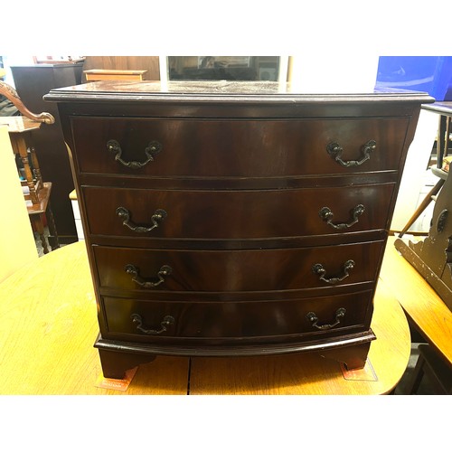 107 - REPRODUCTION MAHOGANY BOW FRONTED FOUR DRAWER CHEST