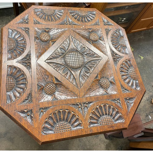 120 - EDWARDIAN OCTAGONAL CARVED OCCASIONAL TABLE WITH UNDER TIER