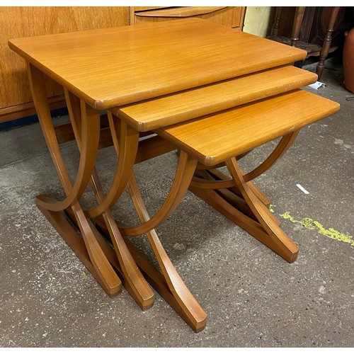 180 - NEST OF THREE NATHAN TEAK “CITADEL” TABLES