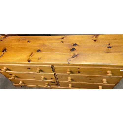 171 - PINE SIX DRAWER DRESSING CHEST WITH MIRROR