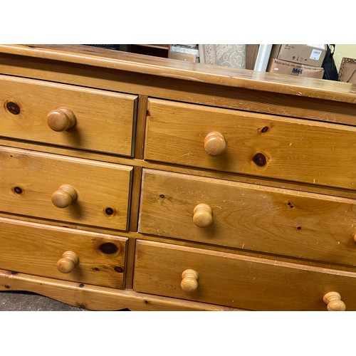 171 - PINE SIX DRAWER DRESSING CHEST WITH MIRROR