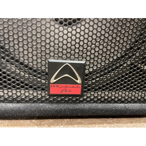 208 - PAIR OF WHARFDALE OUTDOOR SPEAKERS WITH BLACK RAT TRIPOD STANDS