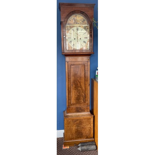 1A - 19TH CENTURY SCOTTISH MAHOGANY LONG CASED CLOCK WOTH PAINTED DIAL SIGNED JAS AITKEN GLASGOW