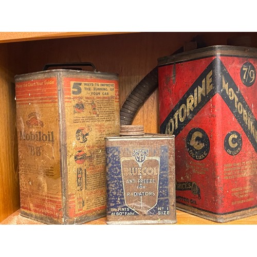 5 - SHELL VINTAGE MOTORING OIL CANS AND OTHER ADVERTISING TINS