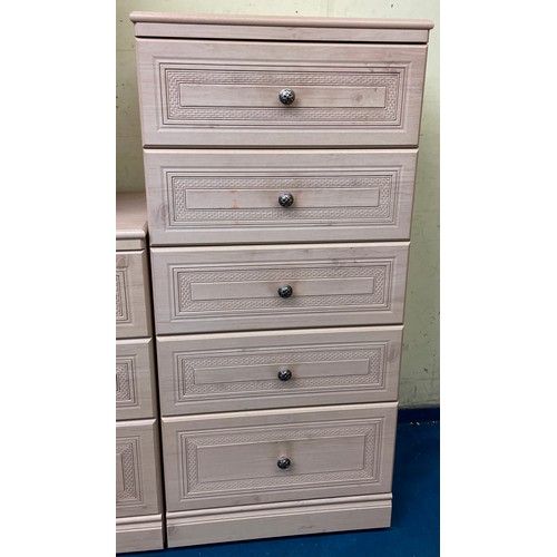 19 - LIGHT MAPLE EFFECT FIVE DRAWER CHEST