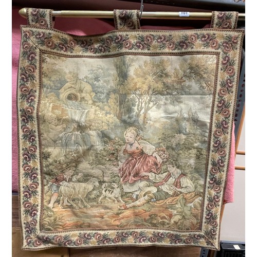 101 - TAPESTRY CLASSICAL PANEL ON BRASS POLE