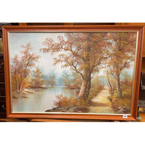 48 - OIL ON CANVAS OF AN AUTUMN LANDSCAPE