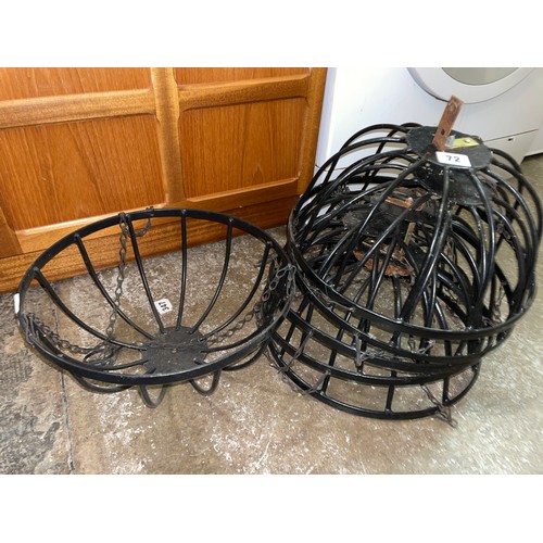 72 - QTY OF WROUGHT IRON HANGING GARDEN BASKETS