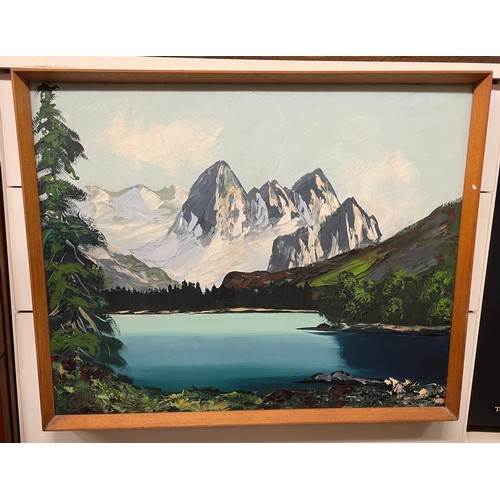 115 - OIL ON BOARD OF A MOUNTAIN LANDSCAPE