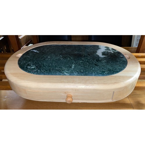 186 - MARBLE INSET OVAL CHEESE BLOCK WITH DRAWER