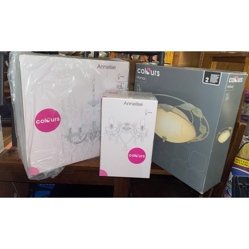 191 - ANNELISE CEILING LIGHT CHANDELIER AND MATCHING WALL APPLIQUE AND COLOURS LEAF ADORNED FLUSH CEILING ... 