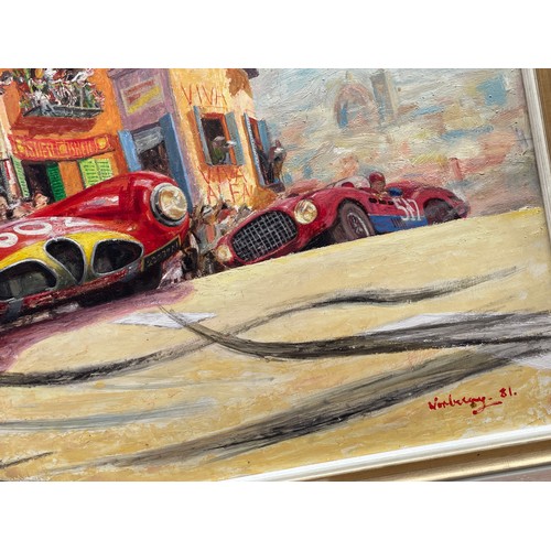 643 - J NORBURY OILS ON BOARD MOTOR RALLY RACE THROUGH ITALIAN STREETS