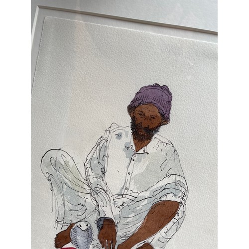 632 - DAVID GENTLEMAN ENTITLED 'SNAKE CHARMER, DEWAS' WATER COLOURS FRAMED AND GLAZED