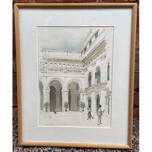 634 - DAVID GENTLEMAN ENTITLED 'TAGORES HOUSE CALCUTTA' WATER COLOURS FRAMED AND GLAZED