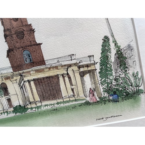 636 - DAVID GENTLEMAN ENTITLED 'ST JOHNS CHURCH CALCUTTA' WATER COLOURS FRAMED AND GLAZED