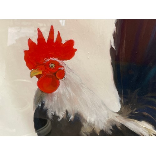 641 - ROLAND CORBIN WATER COLOUR OF A ROOSTER FRAMED AND GLAZED