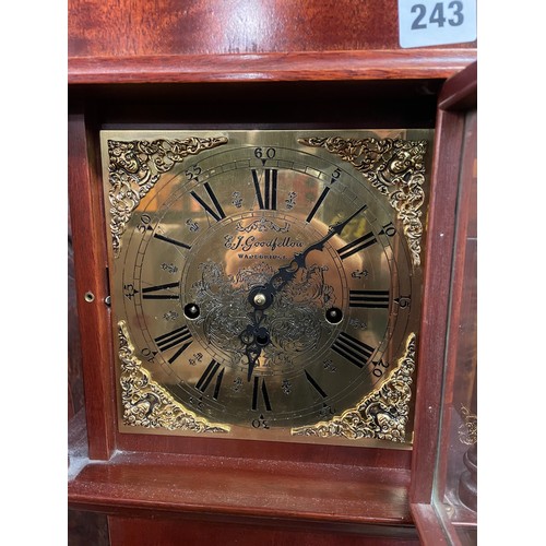 12 - GOOD FELLOW BRASS FACED MINIATURE LONG CASE CLOCK