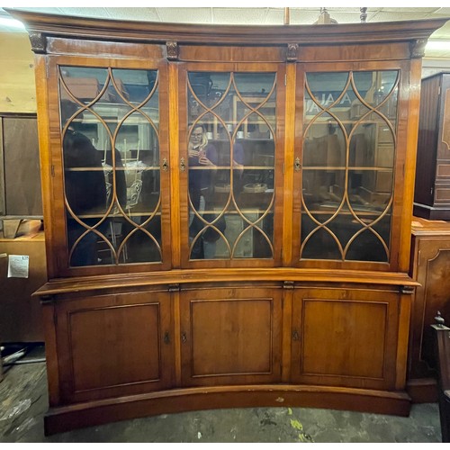 40 - YEW CONCAVE ASTRAGAL GLAZED DISPLAY CABINET