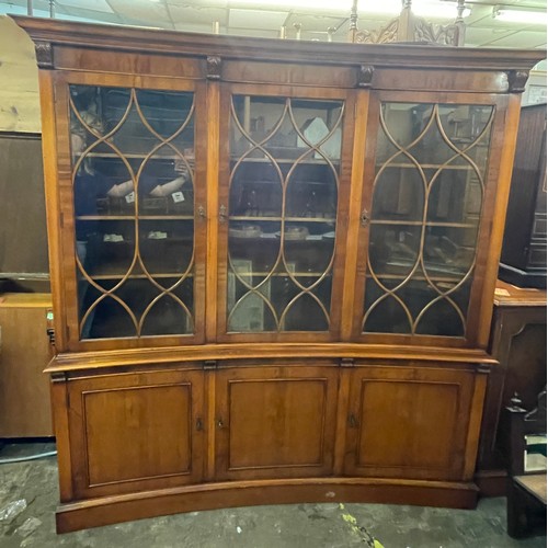 40 - YEW CONCAVE ASTRAGAL GLAZED DISPLAY CABINET