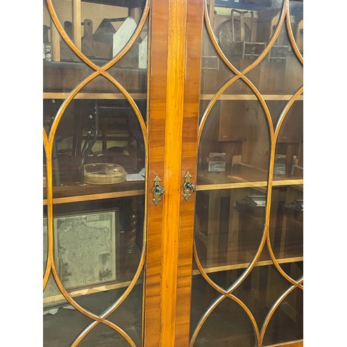 40 - YEW CONCAVE ASTRAGAL GLAZED DISPLAY CABINET