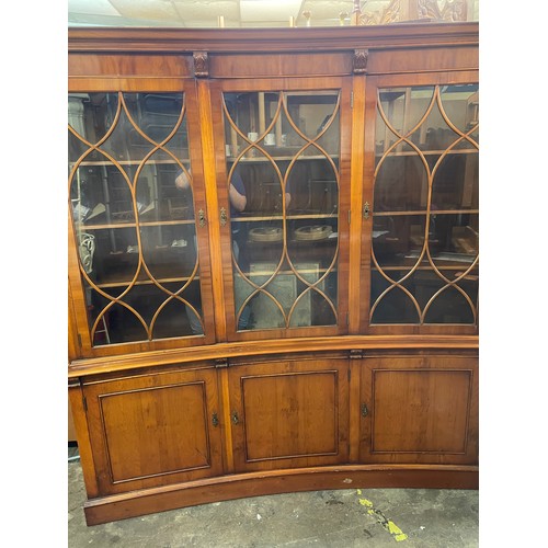 40 - YEW CONCAVE ASTRAGAL GLAZED DISPLAY CABINET