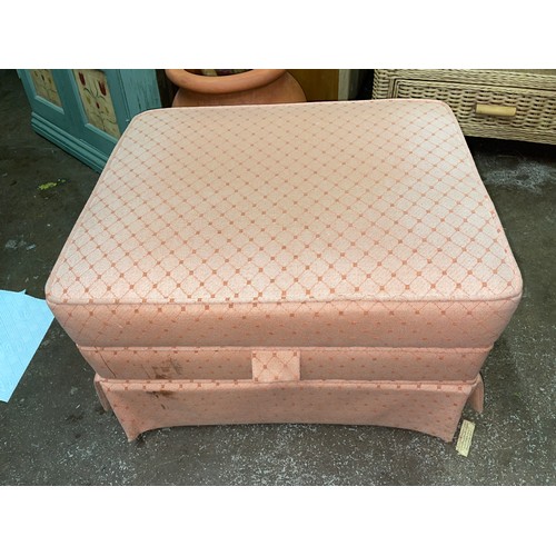 66 - TERRACOTTA LOZENGE FABRIC NURSING CHAIR AND FOOTSTOOL