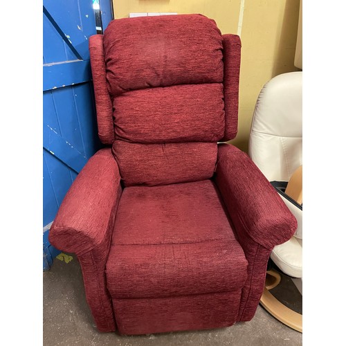 135 - RED FABRIC ELECTRIC RISER ARMCHAIR