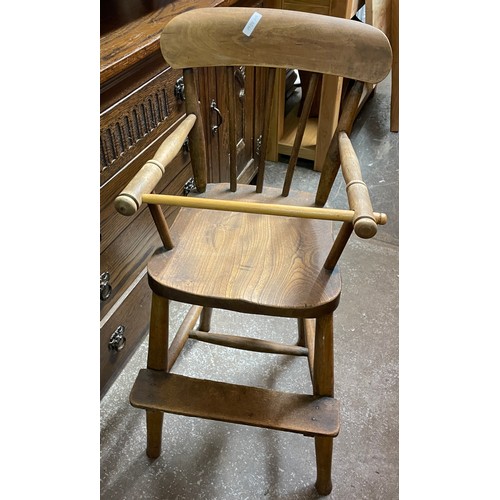 74 - LATE VICTORIAN EDWARDIAN ELM AND BEECH CHILDS HIGH CHAIR