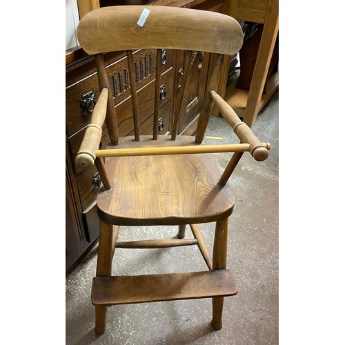 74 - LATE VICTORIAN EDWARDIAN ELM AND BEECH CHILDS HIGH CHAIR