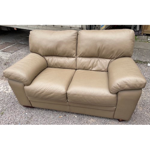 134 - ITALIAN LEATHER TAUPE TWO SEATER SOFA