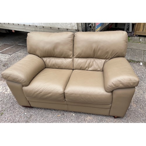 134 - ITALIAN LEATHER TAUPE TWO SEATER SOFA