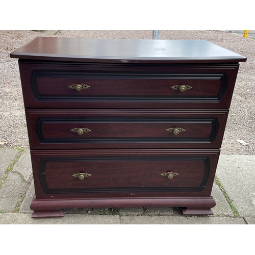 51 - DARK MAHOGANY THREE DRAWER CHEST