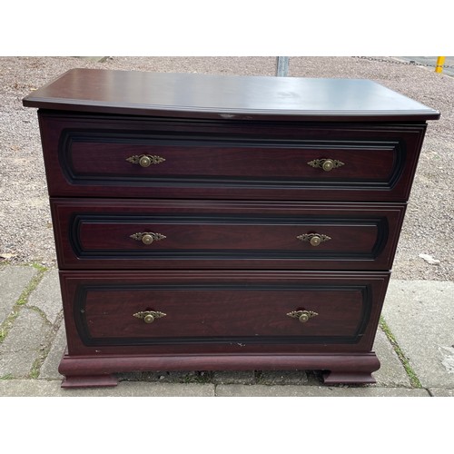 51 - DARK MAHOGANY THREE DRAWER CHEST