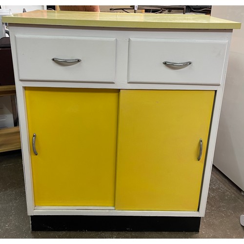 52 - YELLOW AND PAINTED SLIDING DOOR KITCHEN BASE UNIT